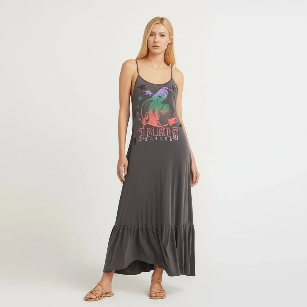 lauren moshi maxi dress NWT Lauren Moshi Janis Joplin sequin Ruffled Hem Sleeveless Maxi Slip Dress